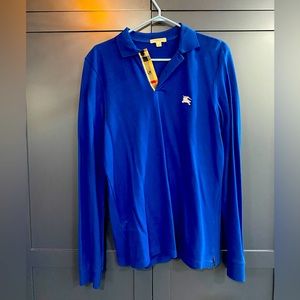 Worn once! Burberry long-sleeved shirt in a beautiful cobalt blue colour, size M